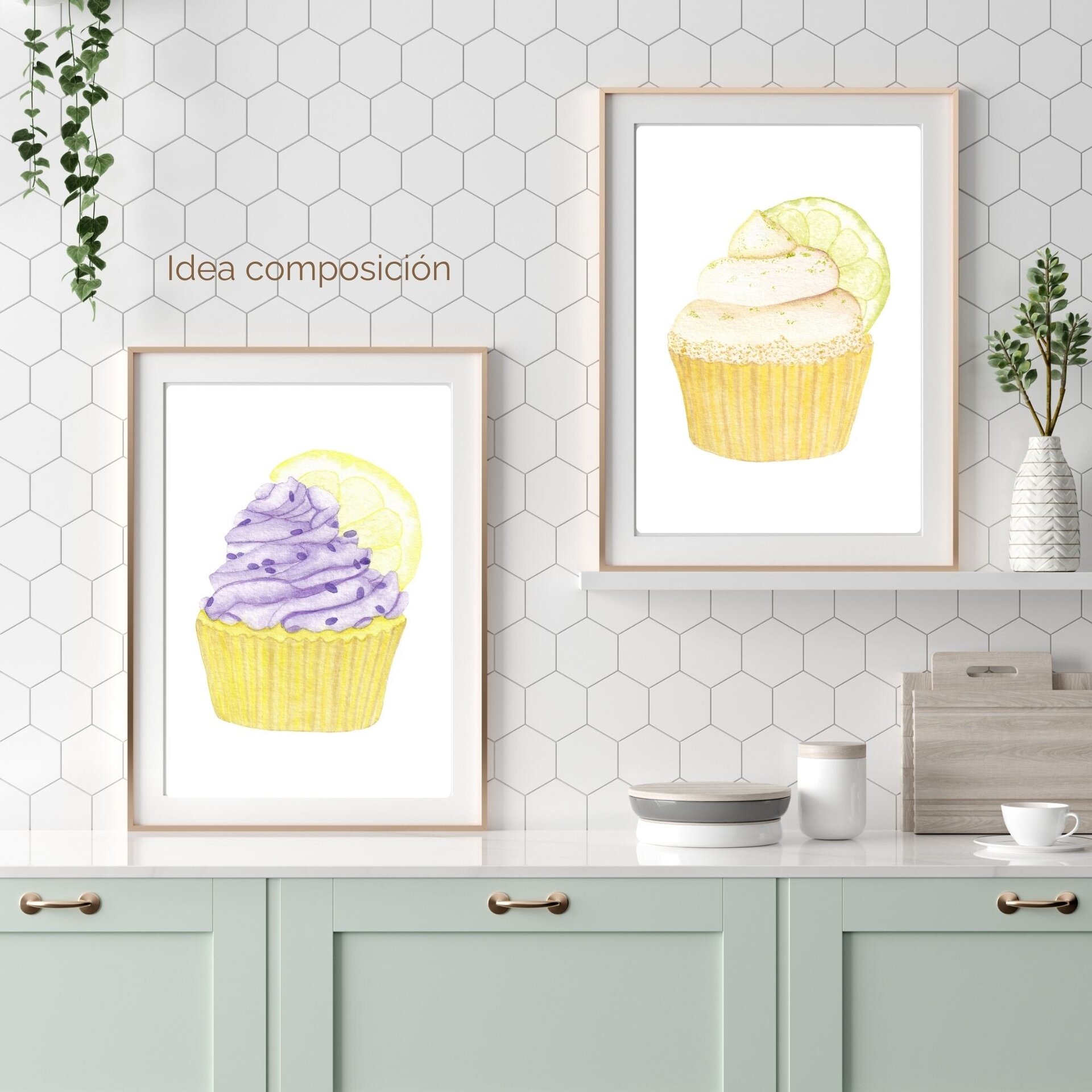 Lámina Acuarela de Cupcake de Lima - 9
