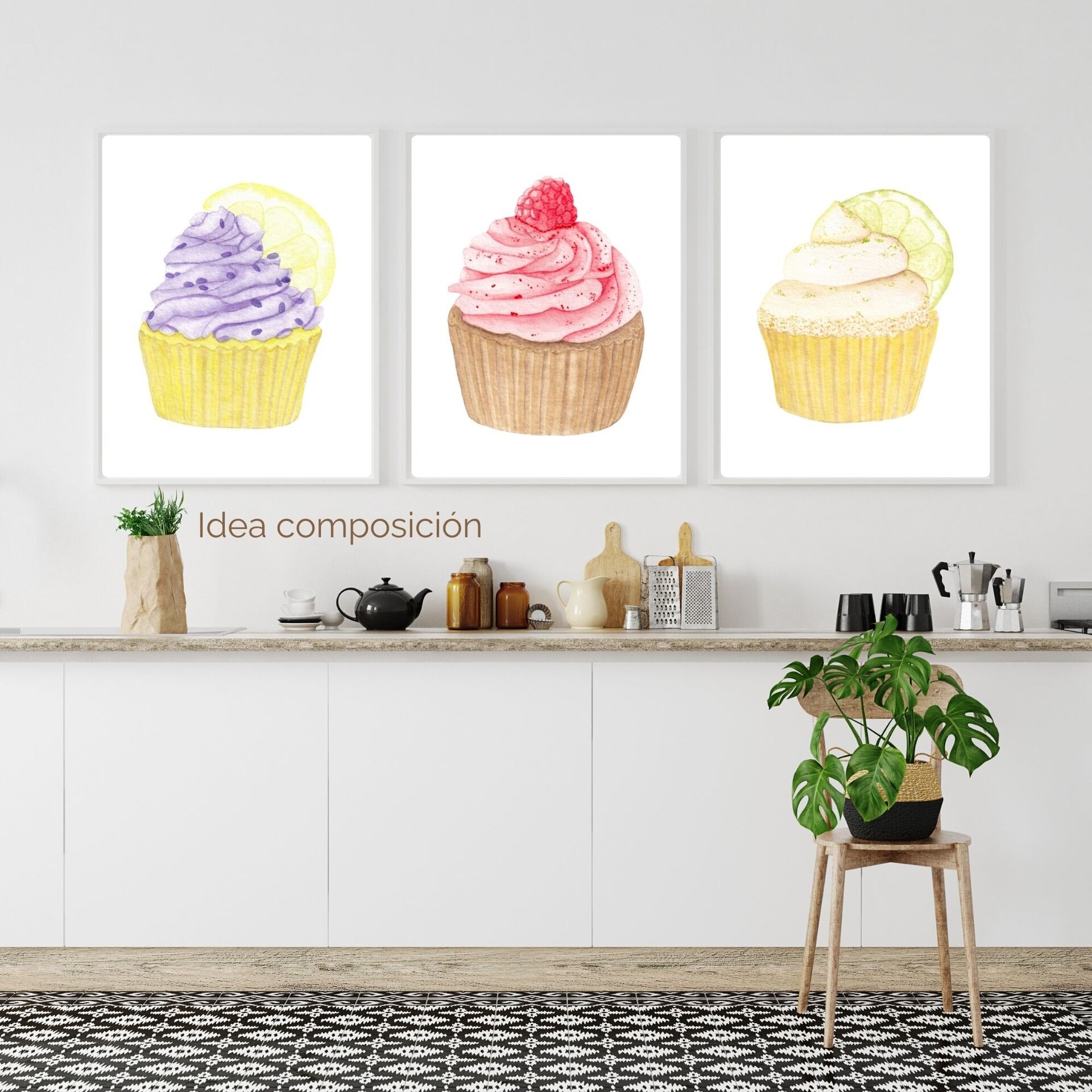 Lámina Acuarela de Cupcake de Lima - 7