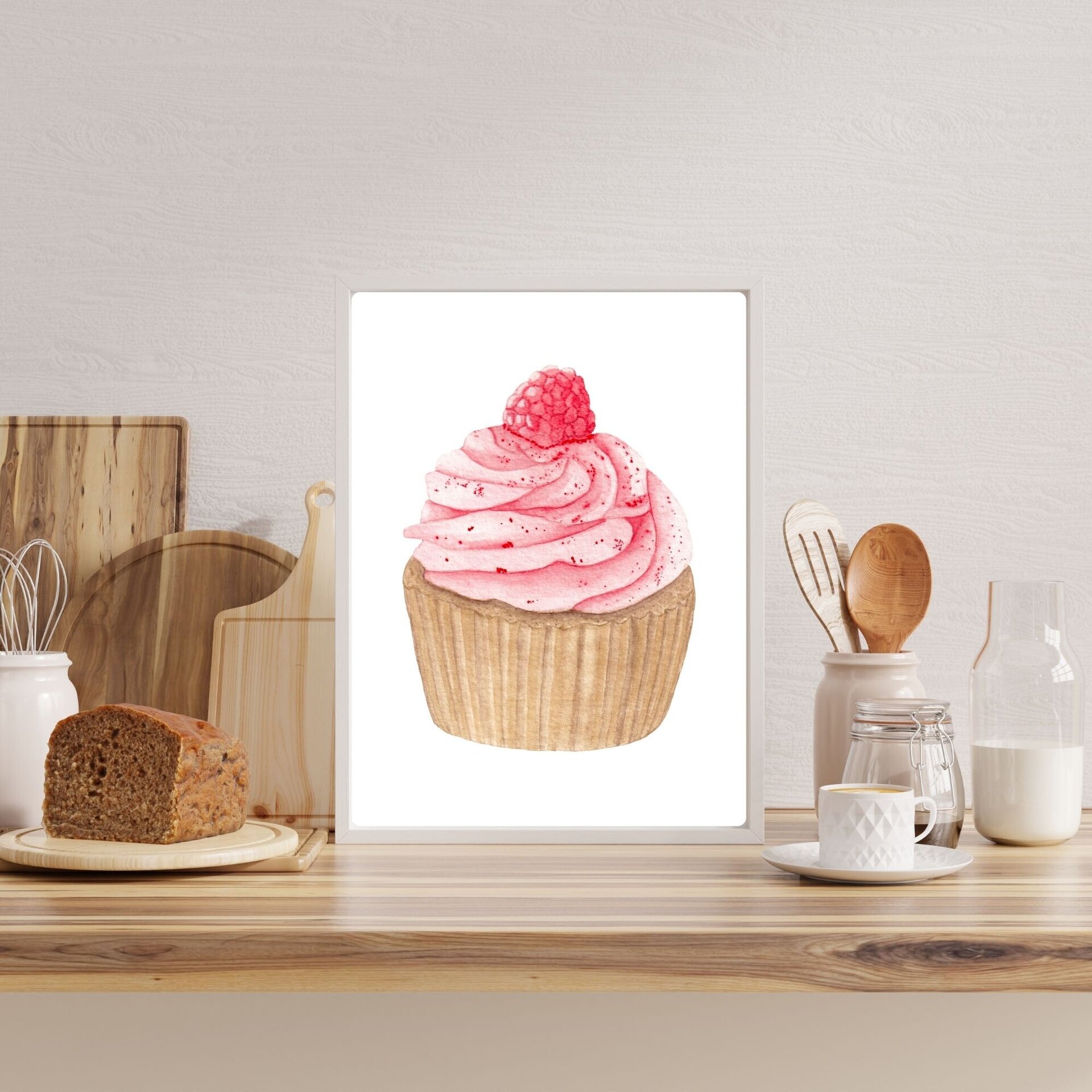 Lámina Acuarela de Cupcake de Frambuesa - 2