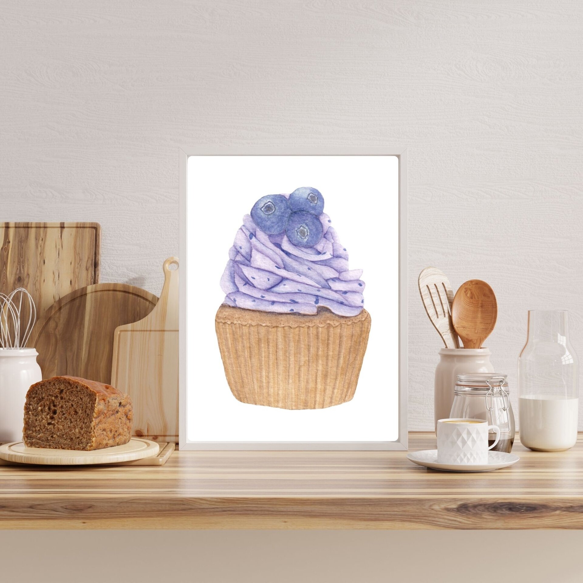 Lámina Acuarela de Cupcake de Arándanos - 3