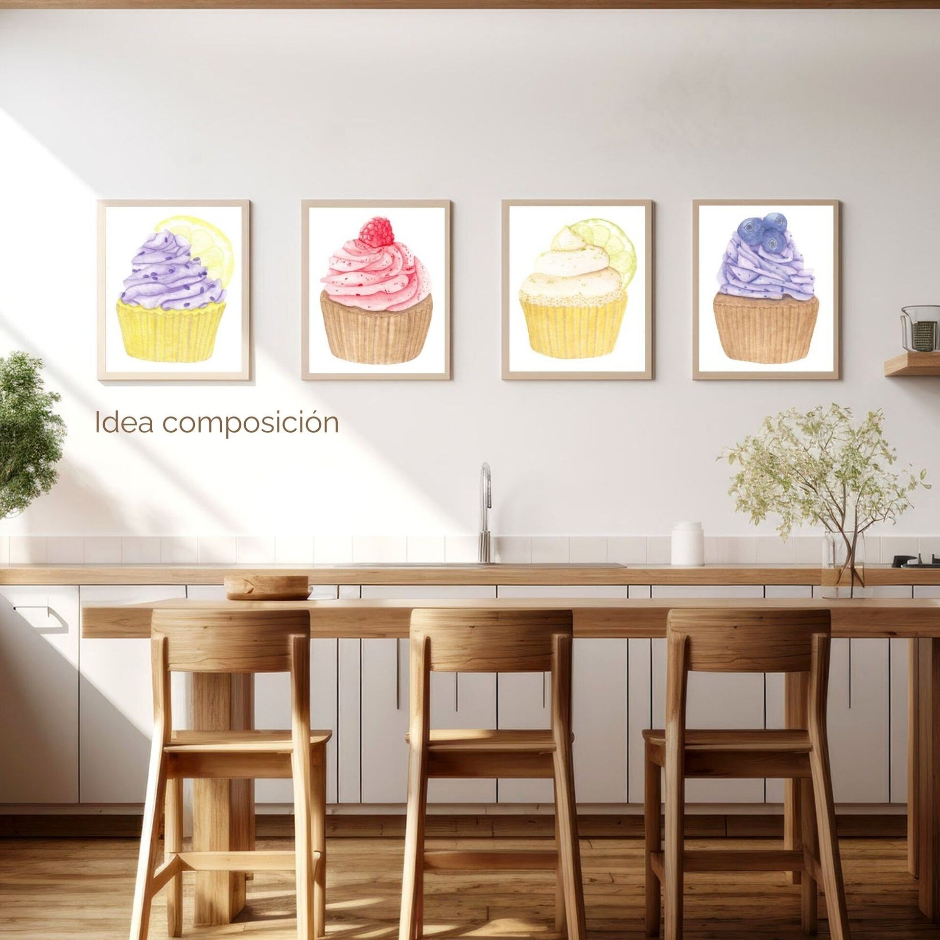 Lámina Acuarela de Cupcake de Lima - 6