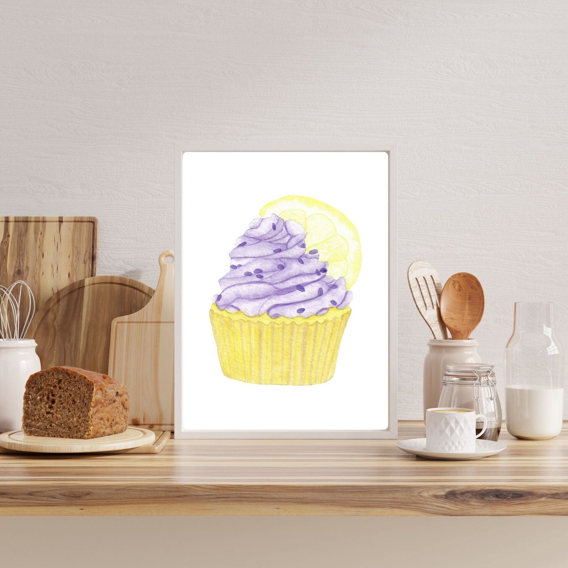 LÁMINA ACUARELA CUPCAKE LIMÓN - 2