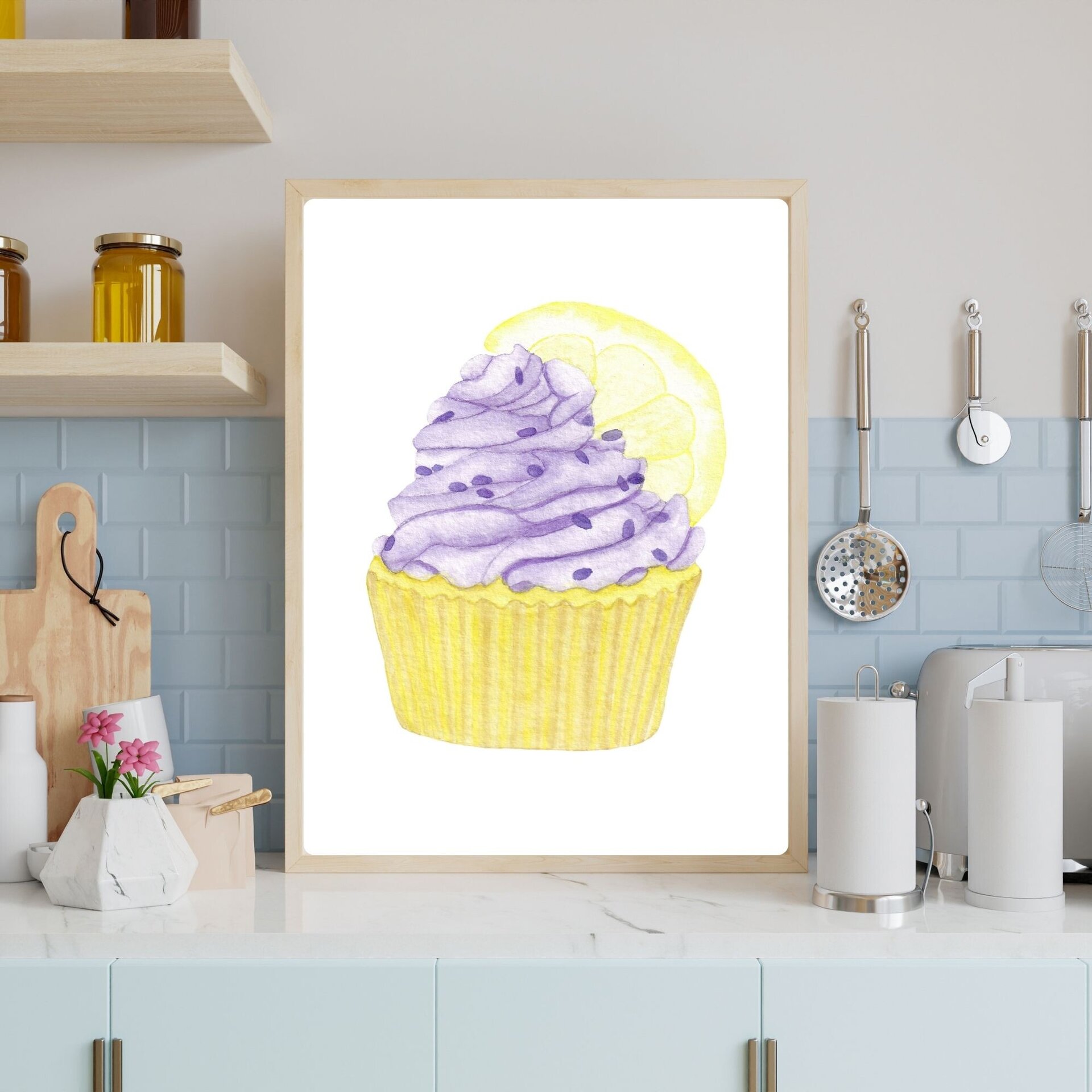 LÁMINA ACUARELA CUPCAKE LIMÓN - 4