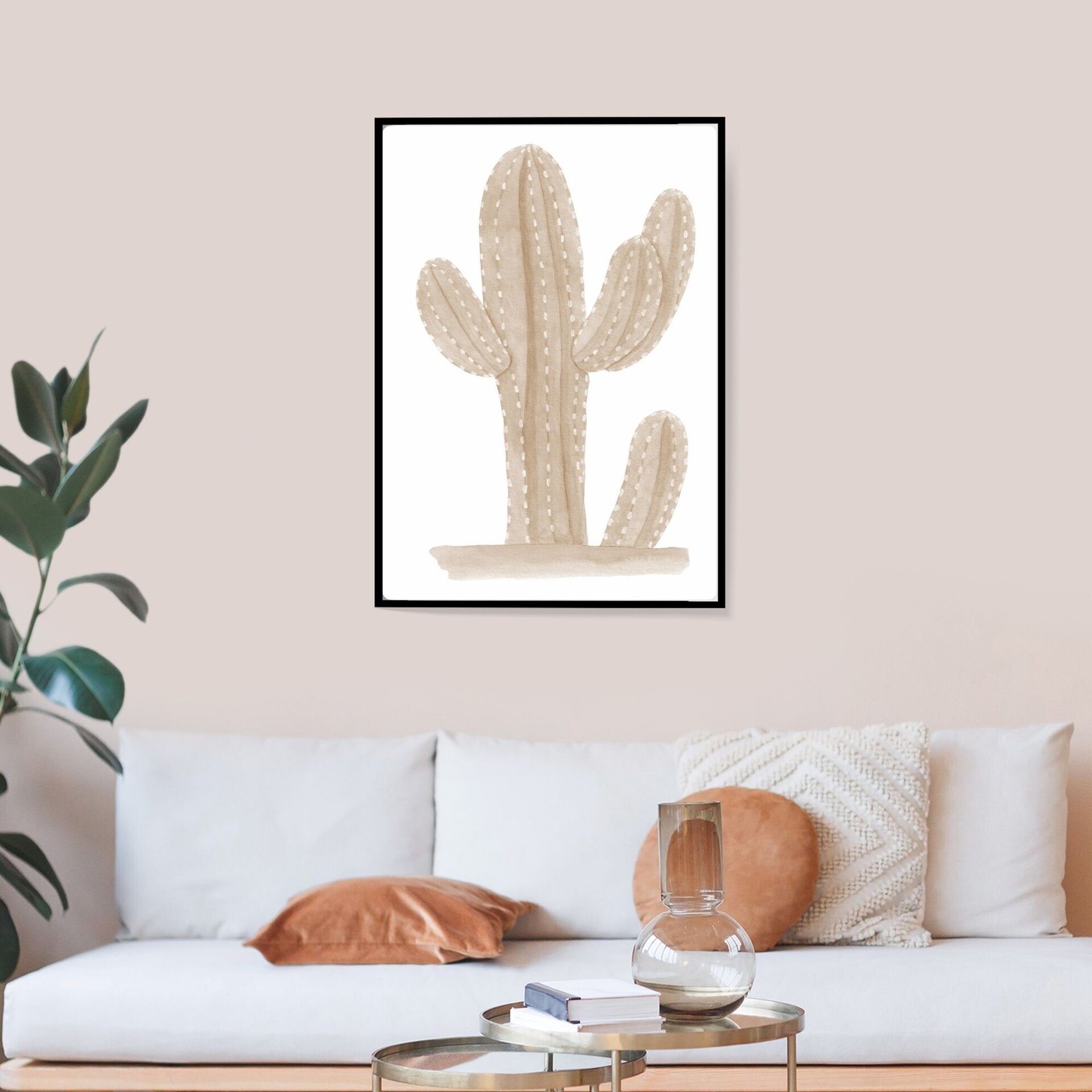 LÁMINA CACTUS ACUARELA COLOR MARRÓN - 4