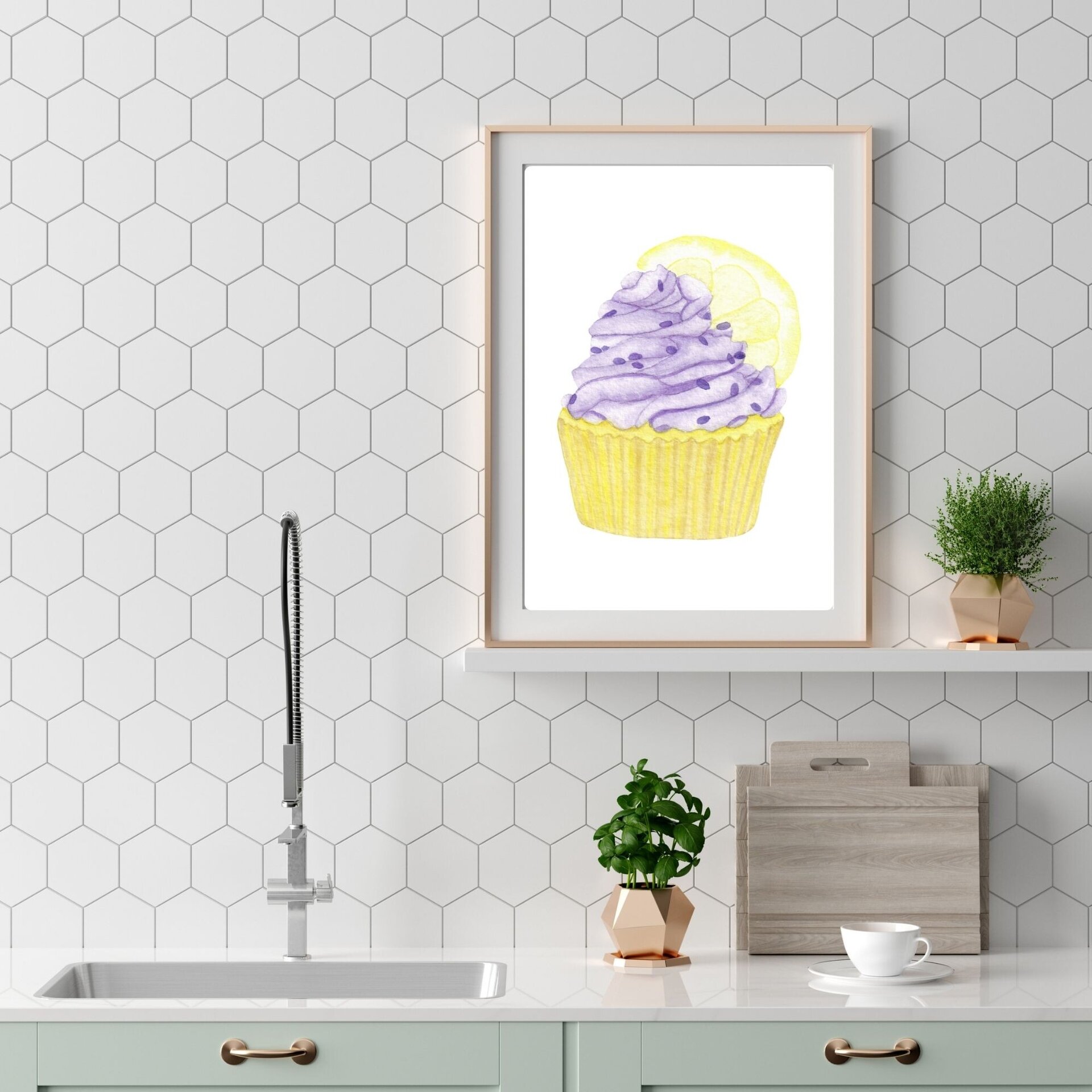 LÁMINA ACUARELA CUPCAKE LIMÓN - 5