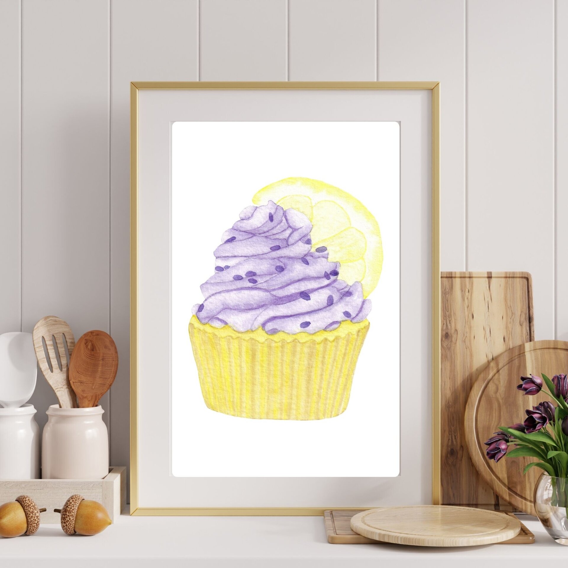 LÁMINA ACUARELA CUPCAKE LIMÓN - 3