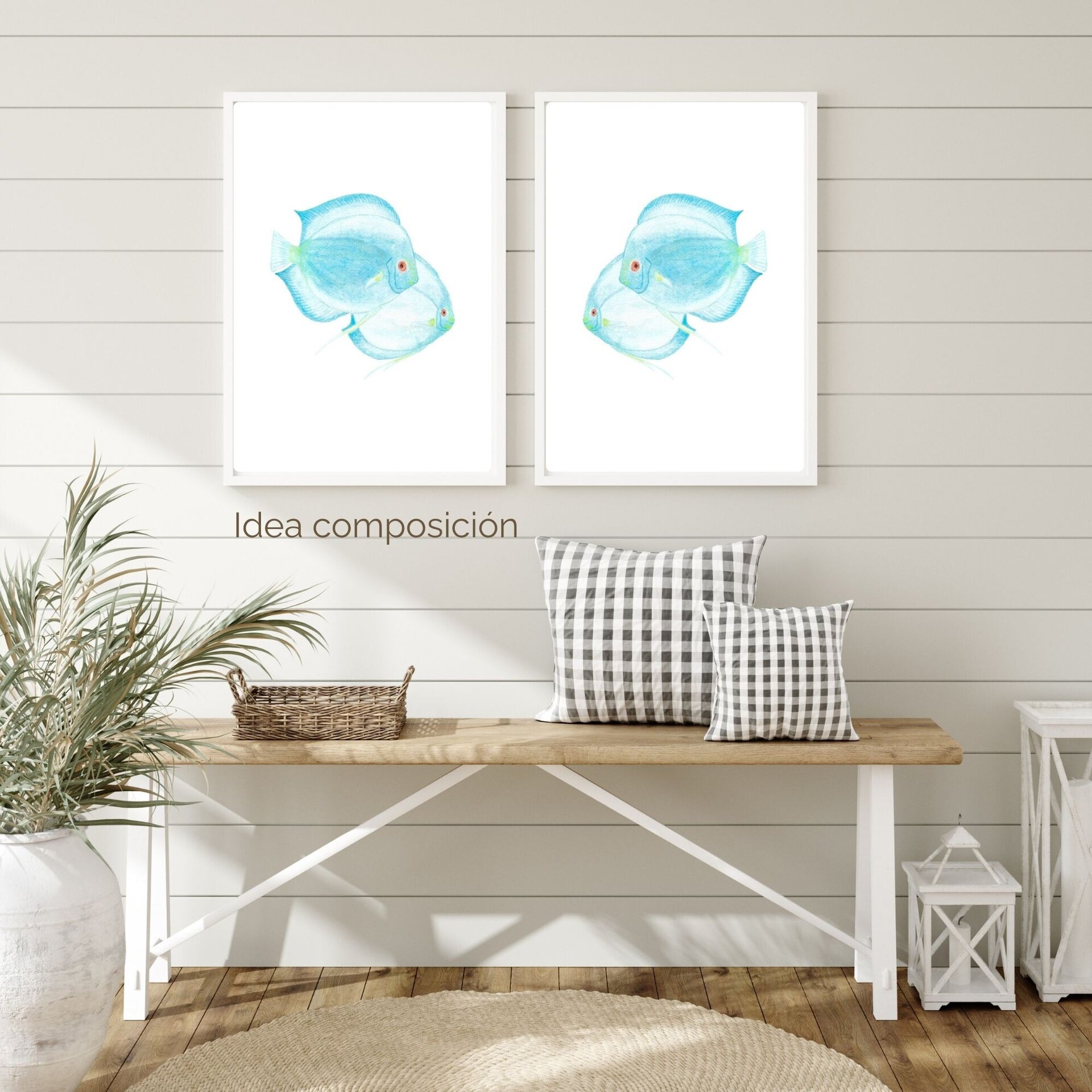 LÁMINA ACUARELA PECES AZUL TURQUESA - 7