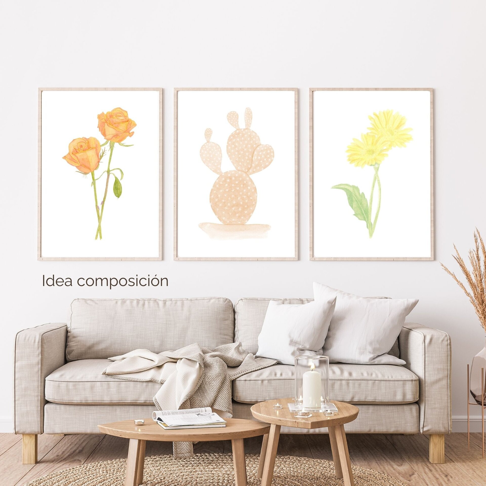 LÁMINA ACUARELA BOTANICA ROSAS - 7
