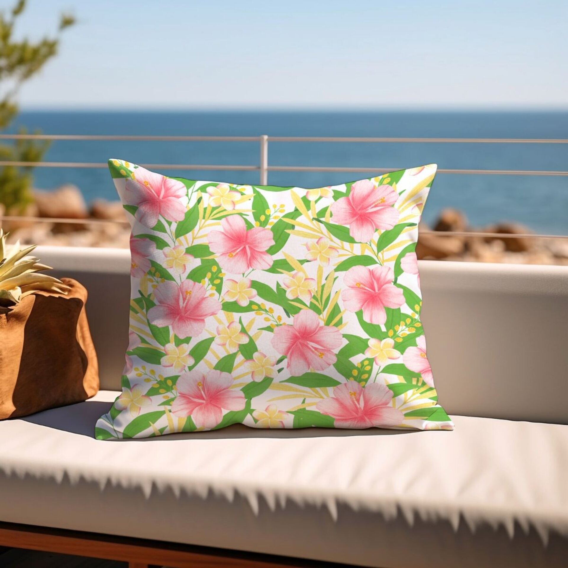 Funda de Cojín Floral Tropical "Jamaica" - Arte a Mano - 6