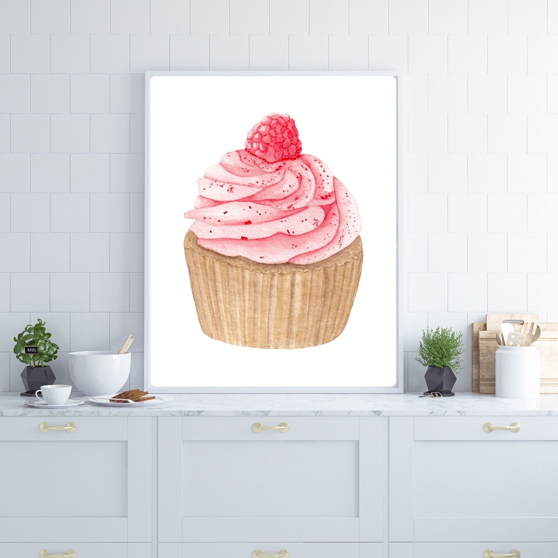 Lámina Acuarela de Cupcake de Frambuesa - 4