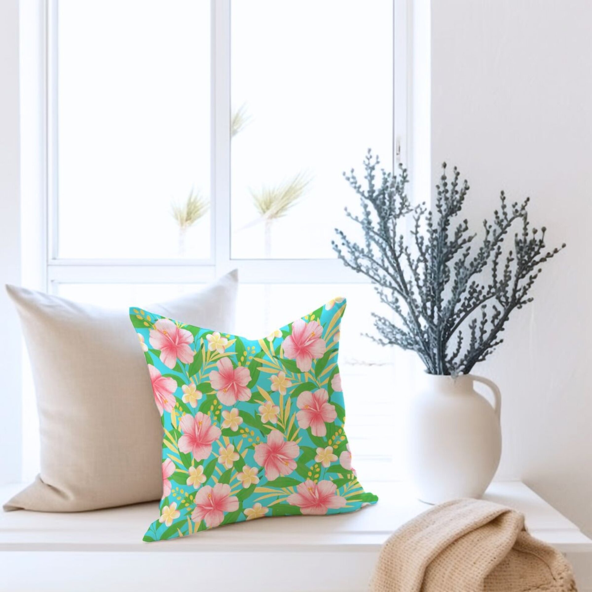 Funda de Cojín Floral Tropical "Jamaica" - Arte a Mano - 4