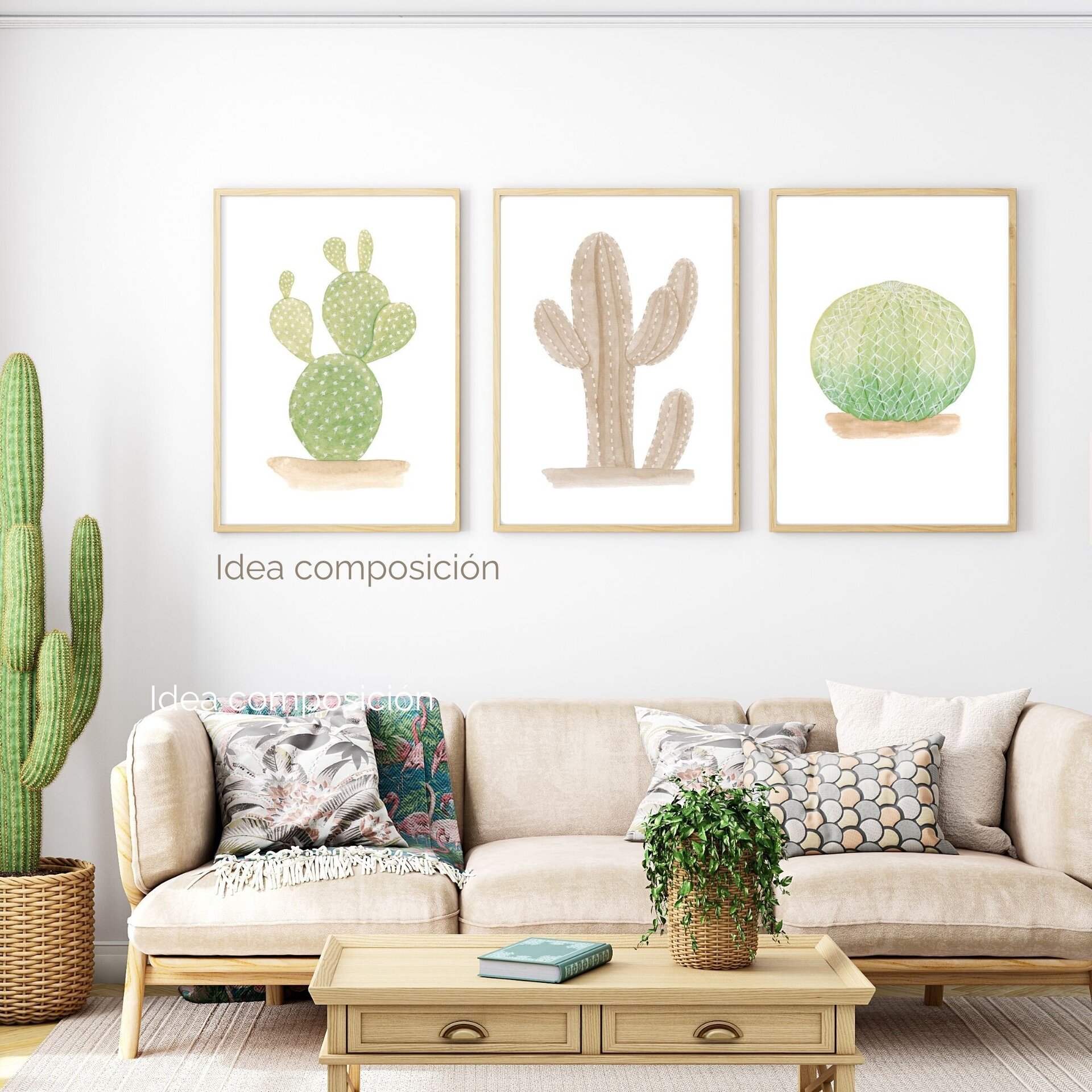 LÁMINA CACTUS ACUARELA COLOR MARRÓN - 7