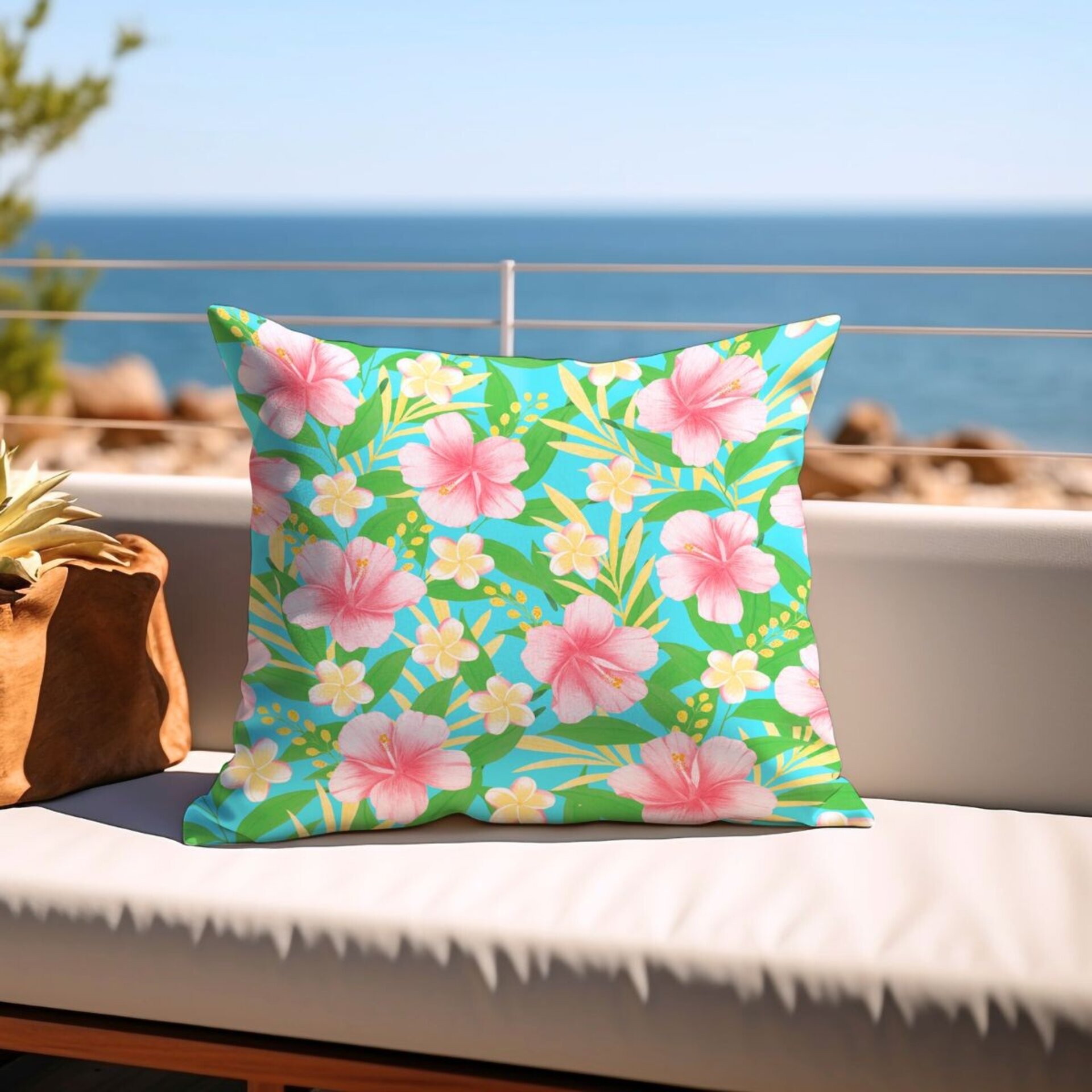 Funda de Cojín Floral Tropical "Jamaica" - Arte a Mano - 2